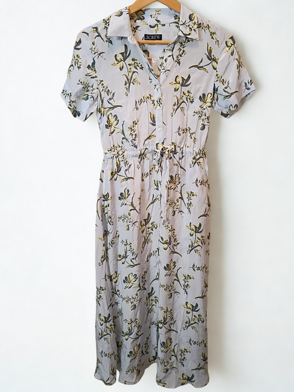 J.Crew Elena Shirt Dress Light Blue Floral Sheer Crepe de Chine Size 0 - New